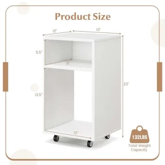 Costway Mobile File Cabinet Wooden Printer Stand Vertical Storage Organizer Home Office image {2}