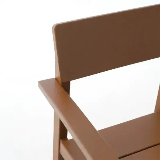 FIONECA 5-Piece HDPE Outdoor Dining Set with Umbrella Hole &uml;C Weather-Resistant Patio Table & 4 Armrest Chairs, Brown image {12}