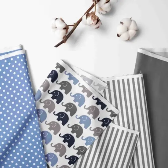 Bacati - Elephants Blue/Navy/Gray 4 pc Toddler Bedding Set image {1}