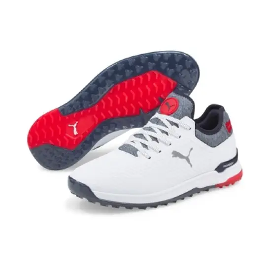 Puma Men's Proadapt Alphacat Golf Shoes White/Navy/Red image {1}