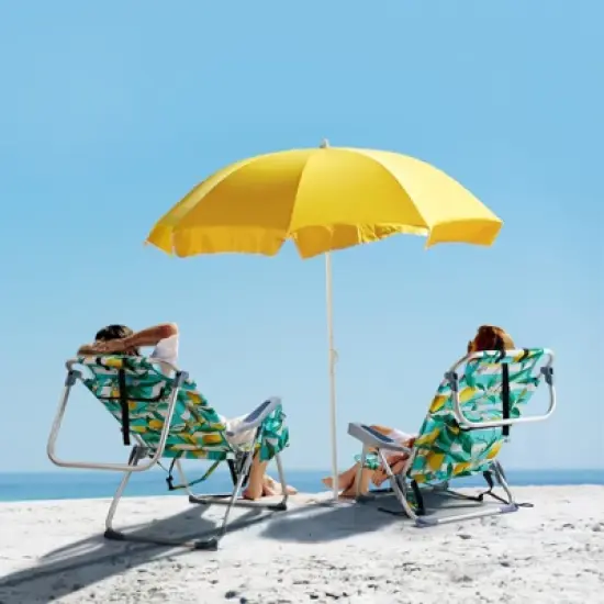 FURNIinspire Outdoor Portable Chair Adjustable Back and Extra Storage for Comfort and Relaxation, Lemon, 24.8"*27.56"*38.89" image {1}