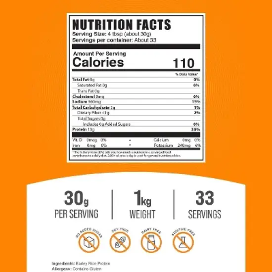 BulkSupplements Barley Rice Protein Powder image {1}