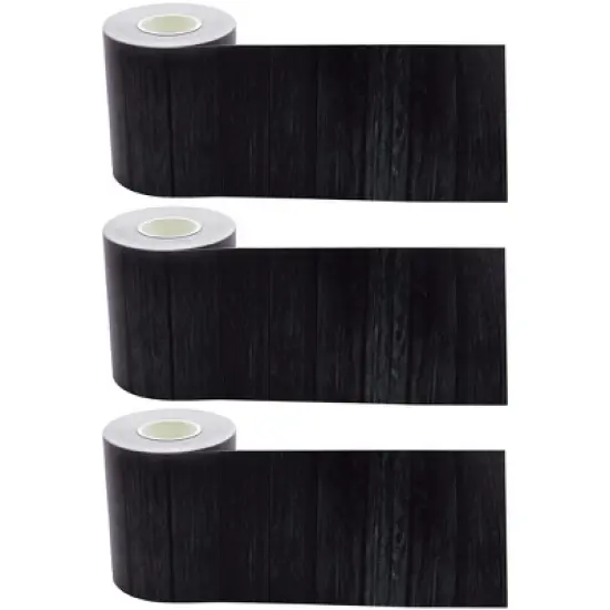 Teacher Created Resources&reg; Black Wood Straight Rolled Border Trim, 50 Feet Per Roll, Pack of 3 image {3}