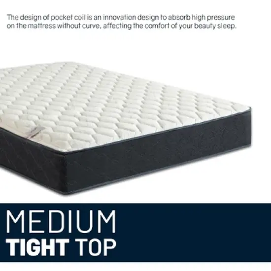 Continental Sleep, 9-Inch Medium Firm Tight Top Single Sided Hybrid Mattress, Compatible with Adjustable Bed image {3}