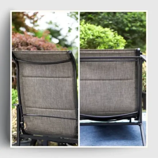 5pc Patio Dining Set with Steel Table with 1.57" Umbrella Hole & Padded Arm Chairs - Captiva Designs image {3}