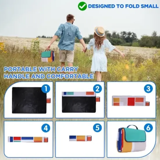SCUDDLES Picnic Blanket Extra Large, 3-Layer Waterproof, Carry Strap - SCPRGM image {4}