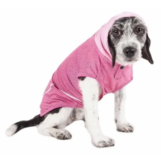 Pet Life Active Pull-Rover Premium 4-Way Stretch Two-Toned Sleeveless Hoodie Dog and Cat T-Shirt - Pink image {3}