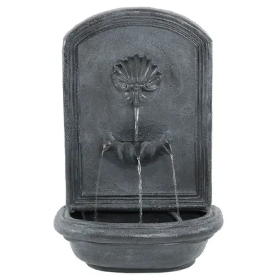 Sunnydaze 27"H Solar-Powered with Battery Pack Polystone Seaside Outdoor Wall-Mount Water Fountain image {7}