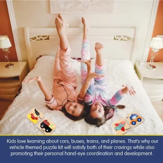 Leo & Friends Wooden Vehicle Puzzle Kit for Boys and Girls image {3}
