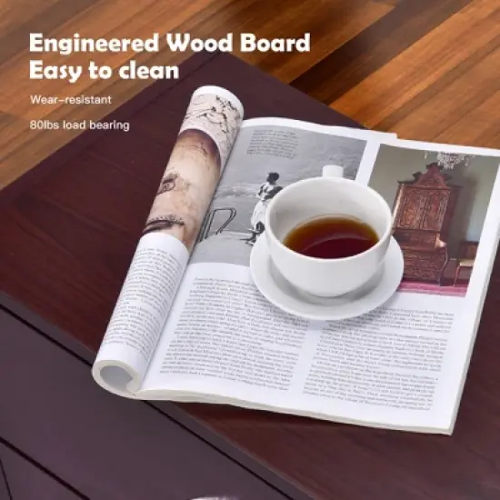 Costway 2 PCS 2-Drawer Dresser Horiztonal Organizer Wood End Table Nightstand image {6}