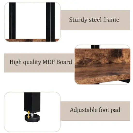 5 Tier Bookshelf Retro Industrial Style Open Storage Display Rack - ModernLuxe image {5}