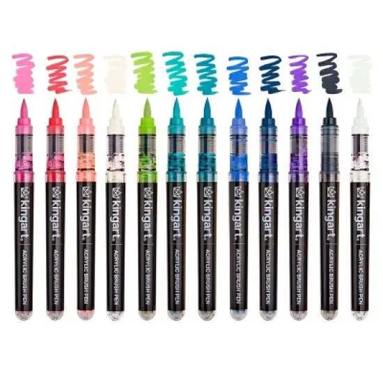 KINGART PRO Acrylic Paint Brush Pens 12 Lettering Colors image {1}