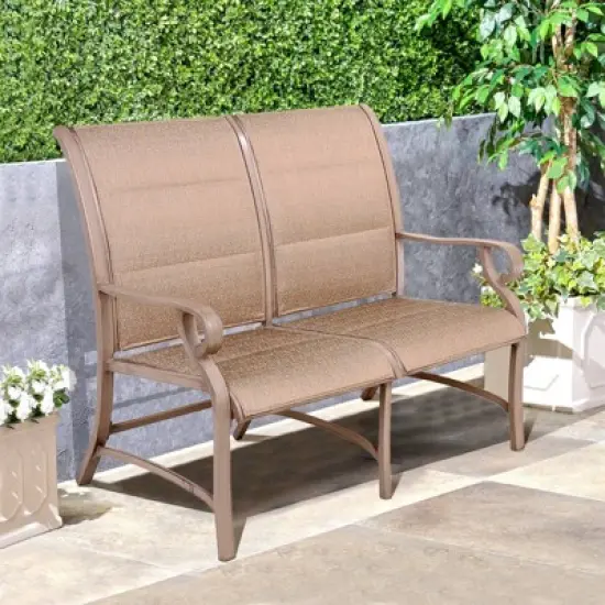 Aluminum Bench Chair with Streamlined Armrests for 2 Persons - Natural - WELLFOR image {6}