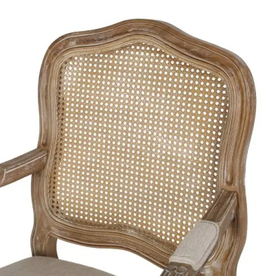 Set of 2 Andrea French Country Wood and Cane Upholstered Dining Armchairs - Christopher Knight Home image {9}