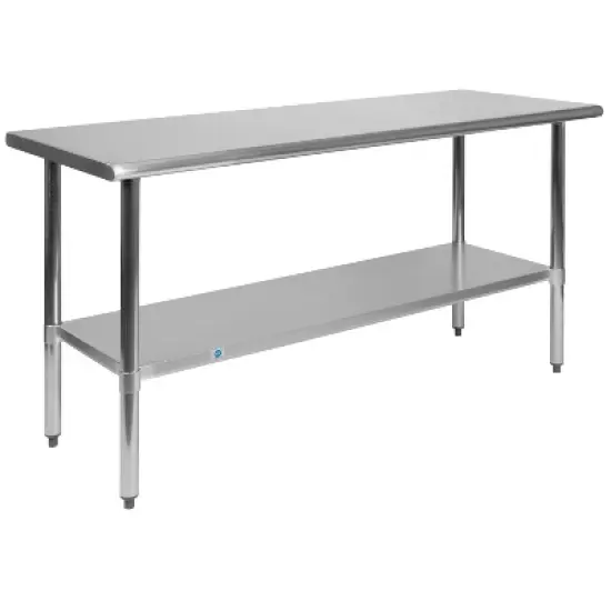Flash Furniture Stainless Steel 18 Gauge Prep and Work Table with Undershelf - NSF Certified image {9}