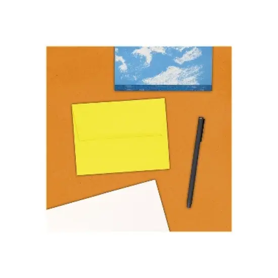 JAM Paper A2 Colored Invitation Envelopes 4.375 x 5.75 Yellow Recycled 15839 image {3}