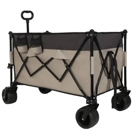 YONWAY Heavy-Duty Folding Wagon Cart with 480lbs Capacity All-Terrain Wheels,Side Pockets, Brakes & Drink Holders for Camping,Beach image {15}