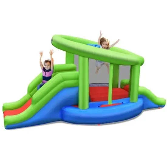 Costway Inflatable Snail Bounce House Dual Slide Basketball Game Without Blower image {9}