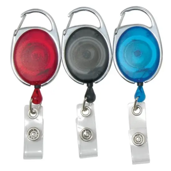 SICURIX Quick Clip Oval ID Badge Reel, Red, Blue, Smoke, 3 Per Pack, 2 Packs image {4}