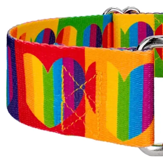 Country Brook Petz 1 1/2 Inch Rainbow Hearts Martingale Dog Collar image {3}