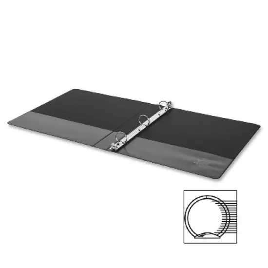 Business Source Round Ring Binder 1" Capacity 8-1/2"x5-1/2" Black 28523 image {8}