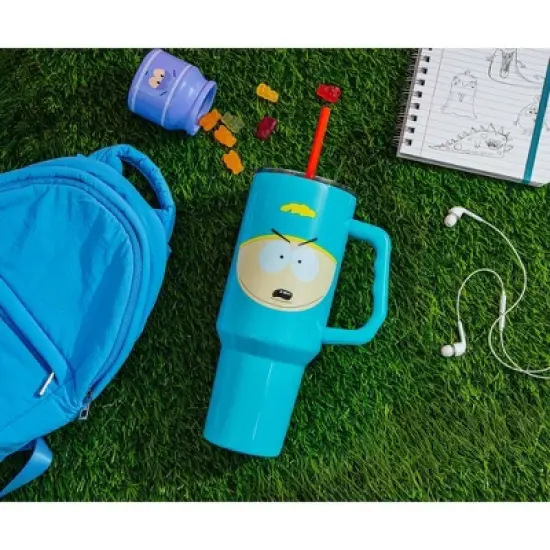 Silver Buffalo South Park Cartman Face Stainless Steel Tumbler With Handle | Holds 40 Ounces image {8}