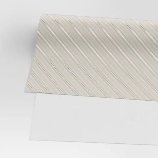 30&rdquo; 25 sq ft Christmas Roll Wrap Blush/White/Gold Diagonal Stripes - Wondershop&trade; image {2}