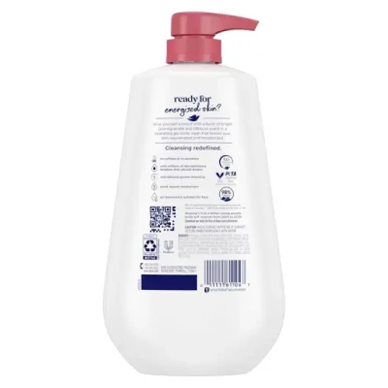 Dove Beauty Rejuvenate Body Wash Pump - Pomegranate & Hibiscus 24hr Lotion-Soft Skin - 30.6 fl oz image {1}