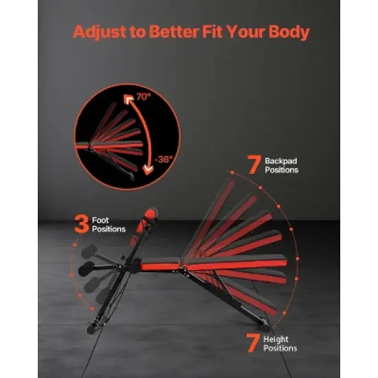 VEVOR Multi-Functional Weight Bench for Full Body Workout, Roman Chair Hyperextension Bench, 770 lbs Adjustable & Foldable Equipment, Black image {4}