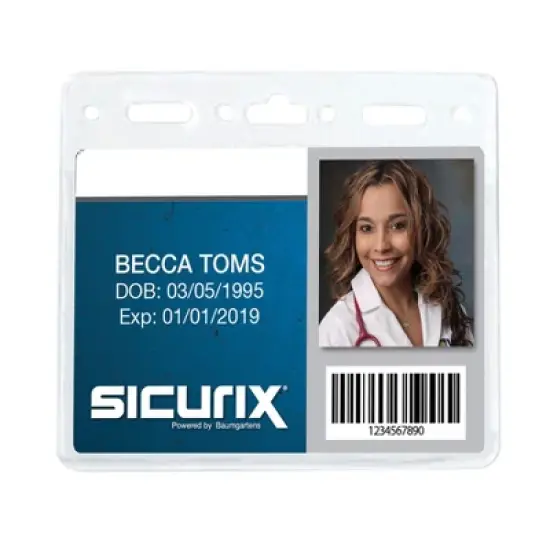 SICURIX Standard Vinyl Badge Holder, Horizontal, 4" x 3", Pack of 50 image {5}