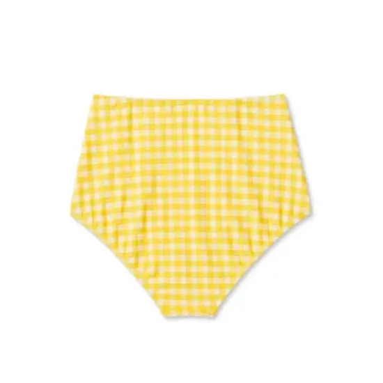 Women's Textured Gingham High Waist Full Coverage Bikini Bottom - Kona Sol&trade; Yellow image {6}