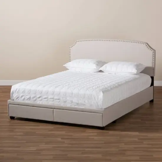 2 Larese Fabric Upholstered Drawer Platform Storage Bed - Baxton Studio image {9}