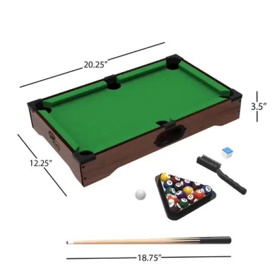 Toy Time Mini Billiards Tabletop Pool Game Set - Cues, Balls, and Rack image {1}