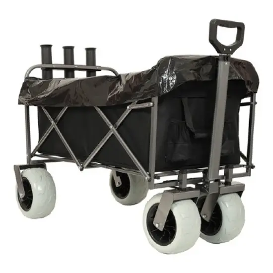 NAYSAYE Wagon Fishing Cart with Rod Holders and All Terrain Wheels for Beach and Outdoor Use, Black, 44.88"*25.98"*44.49" image {5}