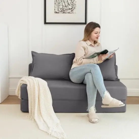 NicBex Modern Foldable Corduroy Loveseat Sofa with Removable Pillows,Minimalist Comfy 2-Seater Sofa for Living Room,Bedroom image {6}