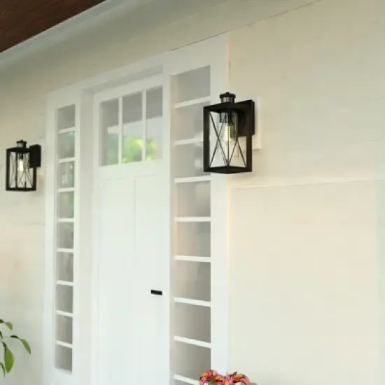 VAXCEL Milton Matte Black Motion Sensor Dusk to Dawn Outdoor Wall Light Transitional Clear Glass image {6}