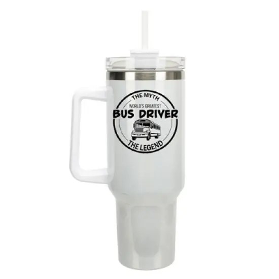 Elanze Designs World's Greatest Bus Driver Myth Legend 40 oz. Stainless Steel, Large Water Bottle Coffee Mug, Spill & Leak Resistant, Thermal Travel image {1}