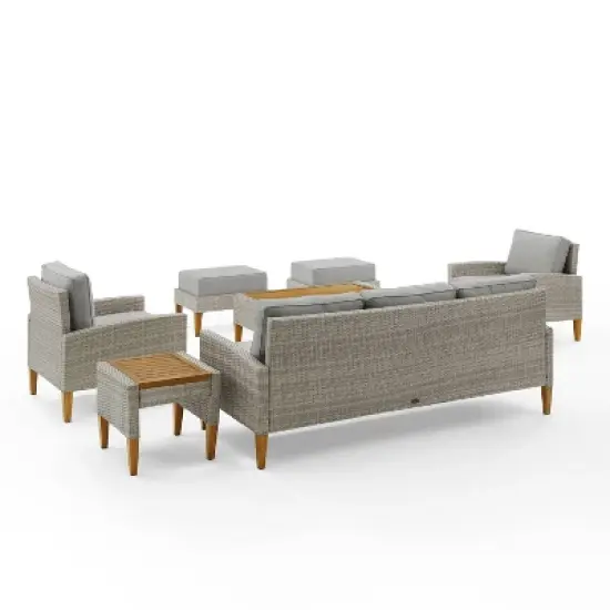 Capella 7pc Outdoor Wicker Sofa Set - Gray - Crosley image {7}