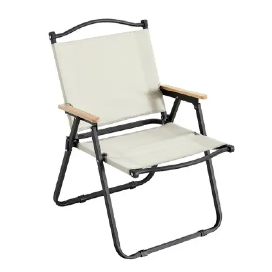 DOMETOUR Outdoor Folding Chair Beige Suitable for Camping and Picnic Portable image {8}