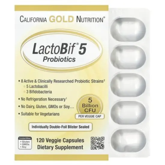 California Gold Nutrition LactoBif&reg; 5 Probiotics, 5 Billion CFU, 120 Veggie Capsules image {3}