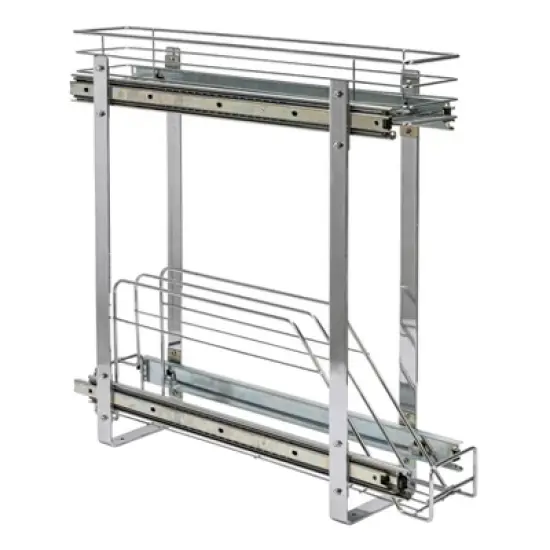 Glidez Multipurpose Chrome-Plated Steel Pull-Out/Slide-Out Storage Organizer - 2-Tier Design - Chrome image {3}