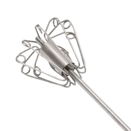 Unique Bargains 12" Semi-Automatic Loop Whisk Dishwasher Safe Stainless Steel Red Silver Tone image {2}