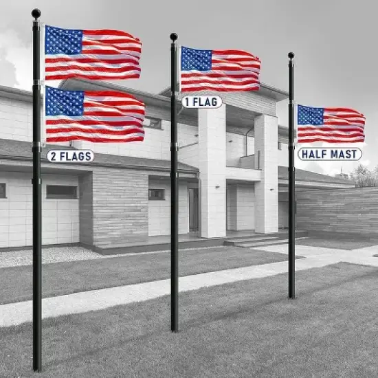 30 ft. Aluminum Telescopic Flag Pole Kit Flagpole 3'x5' US Flag & Ball Top for Commercial Residential Outdoor image {7}