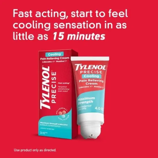 Tylenol Precise Cooling Pain Relieving Cream, Maximum Strength 4% Lidocaine and 1% Menthol - 4oz image {7}