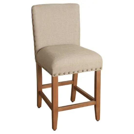 24" Upholstered Counter Height Barstool with Nailheads - HomePop image {6}