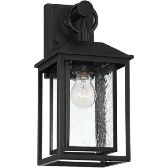 Franklin Iron Works Califa Mission Outdoor Wall Light Fixture Black Metal 15 1/4" Clear Seedy Glass for Post Exterior Barn Deck House Porch Yard Patio image {4}