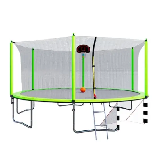 DSVIMOY Trampoline, Kids&Adults Trampoline with Heighten Net, Indoor Outdoor Recreational Trampoline, Green, 192.13"*192.13"*106.32" image {5}