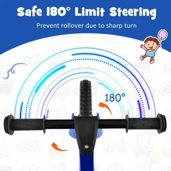 Costway Kids Balance Bike Lightweight Toddler Bicycle with Rotatable Handlebar Red/Blue image {8}