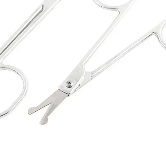 Unique Bargains Round-Tip Eyebrow Scissors Silver Tone 3.3" x 1.6" x 0.08" 2 Pcs image {5}