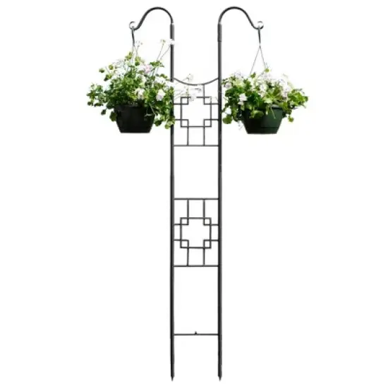 Achla Designs 83.5" Square-on-Square Modern Double Pole Iron Garden Trellis Graphite Powder Coat Finish image {1}